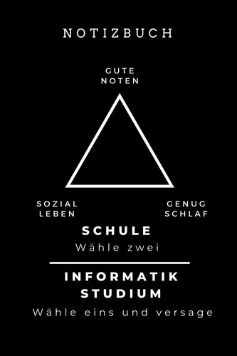 Notizbuch Gute Noten Sozial Leben Genug Schlaf Schule Wähle Zwei Informatik A5 Geschenkbuch TAGEBUCH Für Informatik Studenten - Programmierer - Geschenkidee Abitur Schulabschluss - Vorlesungsbeginn - Studium - Erstis