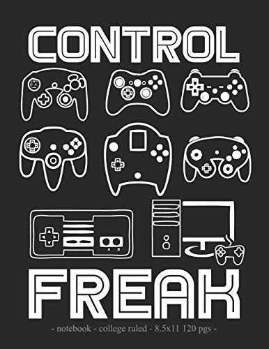 Control Freak School Notebook Video Game Player Boys Gift 8. 5x11 College Ruled
