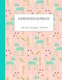 Composition Notebook Wide Ruled 120 Pages 8. 5x11 (A4) Lined Paper Journal for Writing and Taking Notes - Cute Roe Deer Pattern - Back to School