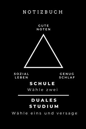NOTIZBUCH GUTE NOTEN SOZIAL LEBEN GENUG SCHLAF SCHULE WÄHLE ZWEI: A5 Geschenkbuch BLANKO zum dualen Studium | Notizbuch für duale Studenten | witziger ... | Pruefung | Geburtstag (German Edition)