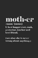 Mother Mothers Notebook, Graph Paper (6 X 9 - 120 Pages) Family Themed Notebook for Daily Journal, Diary, and Gift
