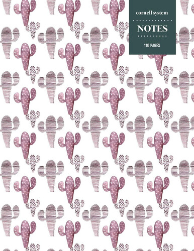Cornell System Notes 110 Pages Cactus Notebook for Professionals and Students, Teachers and Writers - Succulent Llama Pattern