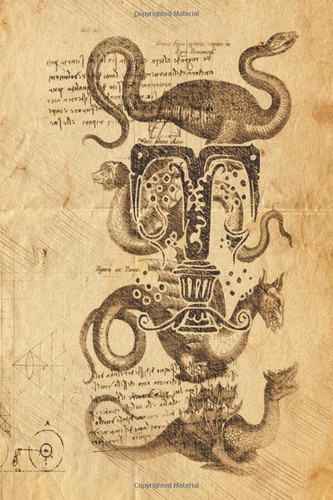 T Classical Mythological Sea Serpents 6x9 Monogram Initial Lined Journal