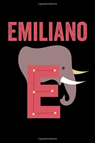 Emiliano: Journal (Diary, Notebook) Personalized Custom Name Alphabet Elephant Birthday Gift for Boys