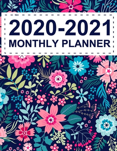 Monthly Planner 2020-2021 Flower Pattern Women New Year Two Years Planner Gift 2020 Monthly Tracker 110 Pages 8. 5x11 Monthly Planner