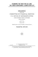 Examining the Need for H. R. 2885, the Credit Monitoring Clarification Act