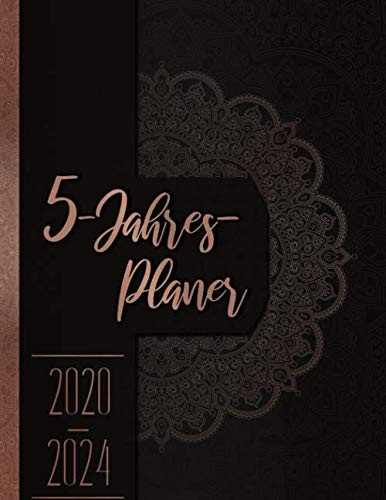 2020-2024 Planer Für 5 Jahre I Termine, Aufgaben, Ziele I Mit Adressbuch I Schwarz Rosegold I Großes Format I Kalender I Bucket List I Jahres- and Monatsplanung I Wochenplaner I Bullet Planer Geschenk