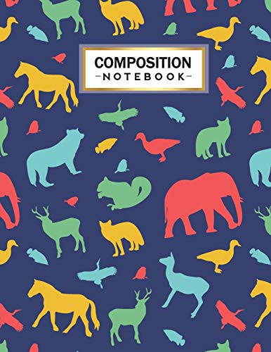 Composition Notebook College Wide Ruled Line Paper for Writing Notes in School and Work with Unique Animals Themed Design