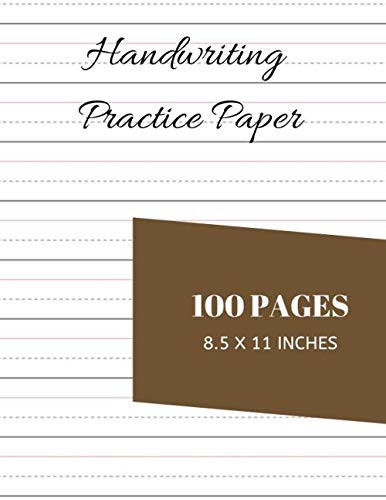 Handwriting Practice Paper Simple Learning Notebook with 100 Dotted Lined Blank Writing Pages for Students Adults and Teens to Write In