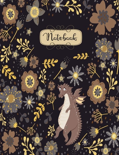 Notebook Little Dragon with Flower Notebook for Girls and Lined Pages, Extra Large (8. 5 X 11) Inches, 110 Pages, White Paper (Notebook and Journal)