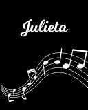 Julieta Sheet Music Note Manuscript Notebook Paper - Personalized Custom First Name Initial J - Musician Composer Instrument Composition Book - 12 Staves a Page Staff Line Notepad Notation Guide - Create Compose & Write Creative Songs