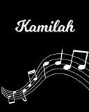 Kamilah Sheet Music Note Manuscript Notebook Paper - Personalized Custom First Name Initial K - Musician Composer Instrument Composition Book - 12 Staves a Page Staff Line Notepad Notation Guide - Create Compose & Write Creative Songs