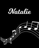 Natalie Sheet Music Note Manuscript Notebook Paper - Personalized Custom First Name Initial N - Musician Composer Instrument Composition Book - 12 Staves a Page Staff Line Notepad Notation Guide - Create Compose & Write Creative Songs
