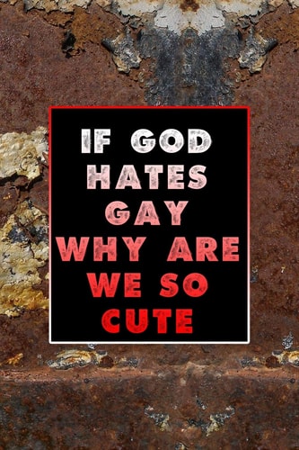 If God Hates Gay Why Are We So Cute All Purpose 6x9 Blank Lined Notebook Journal Way Better Than a Card Trendy Unique Gift Brown and White Wall Texture Rebelion