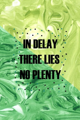 In Delay There Lies No Plenty All Purpose 6x9 Blank Lined Notebook Journal Way Better Than a Card Trendy Unique Gift Green Texture Procrastination