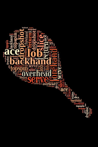 Backhand, Lob, Serve, Forehand, Dropshot, Ace Tennis Notebook Word Cloud, Coach Journal, Tennis Player Gifts, 120 Pages (6 X 9) College Ruled