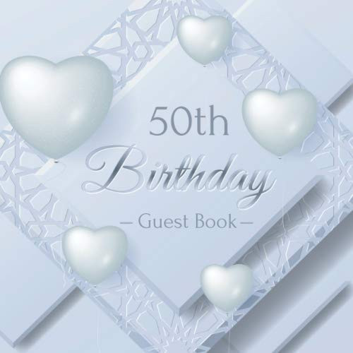 50th Birthday Guest Book Realistic Love Balloons and Material Layered. a Great Way to Capture and Remember Birthday Wishes. Perfect for a Gift