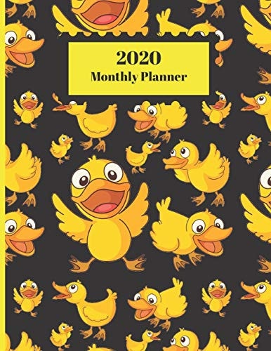 2020 Monthly Planner Yellow Cartoon Ducks Flying Design Cover 1 Year Planner Appointment Calendar Organizer and Journal for Writing