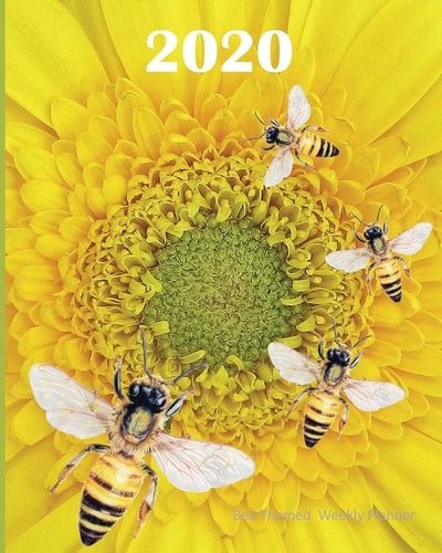 2020 Bee Themed Weekly Planner Dated Honey Bee Inspired Planning Calendar with Notes 1 Page Per Week Spread - Yellow Daisy Cover