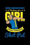 Never Underestimate the Power of a Girl Who Throws Shot Put Notebook Dot Grid 6x9 Notebook, Dotted Diary and Bullet Journal with 120 PagesTrack & Field Thrower Shot Put Girl Gift
