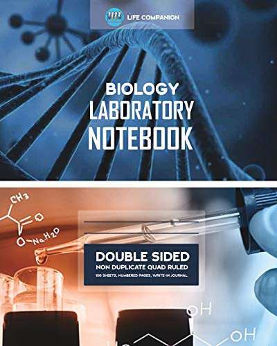 Biology Laboratory Notebook, Non Duplicate, Write-In Blank, Double Sided, 100 Sheets, Large 8 X 10 Inch, Quad Ruled