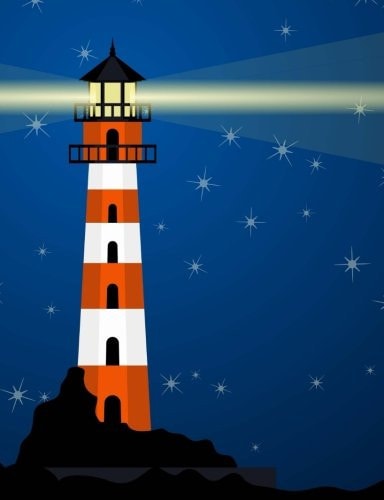 Journal Lighthouse Dot-Grid Composition Notebook (200 Pages) (7. 44 X 9. 69 Inches)