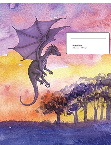 Dragon Composition Book Wide Ruled 100 Sheets / 200 Pages, 7. 44 X 9. 69 , Flying Dragon Watercolor Inspired Design