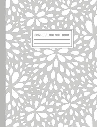 Composition Notebook Gray Floral Flower Boom Pattern Composition Book for Students College Ruled
