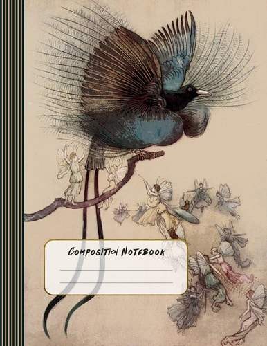 Composition Notebook Journal (Large) - Ruled Lined Writing and Journaling Book - Vintage Fairy Tale Bird