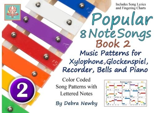 Popular 8 Note Songs Book 2 Music Patterns for Xylophone, Glockenspiel, Recorder, Bells and Piano