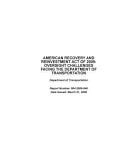 American Recovery and Reinvestment Act of 2009: Oversight Challenges Facing the Department of Transportation