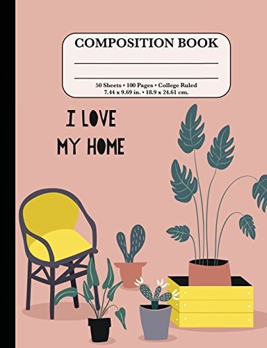 Composition Notebook: College Ruled Botanical Plants - Cute Composition Book for School