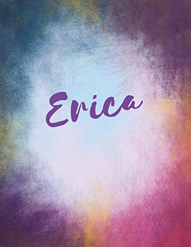 Erica Erica Personalized Journal Blank Book. Large 8. 5 X 11 Attractive Watercolor Texture Purple Pink Orange and Blue Tones. Arty Stylish Pretty Journal for Girls