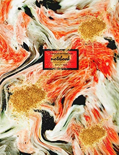 Notebook Gold, Orange and Black Marble Notebook (Composition Book Journal) (8. 5 X 11 Large) - 110 Pages