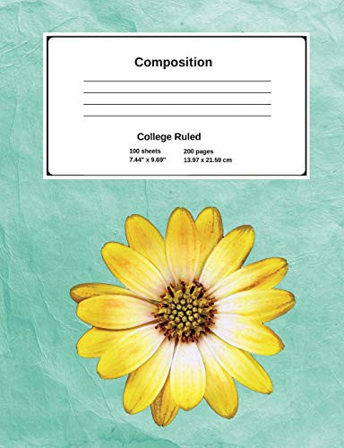 Sunflower College Ruled Composition Book 7. 44 X 9. 69 Inches, 200 Pages