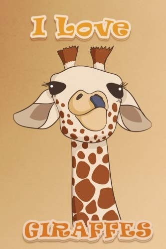 I Love Giraffes Kids Journal, Notebook, Memo Book, - Giraffe on Brown Background