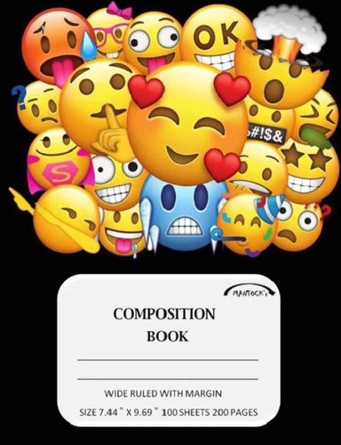 Mantock's Emoji Composition Book Size 7.44" X 9.69" 100 Sheets (200 Pages)