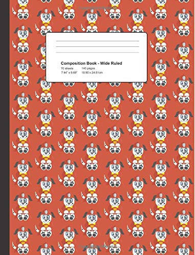 Fire Dog Jake Composition Notebook Wide Ruled Elementary School Exercise Book