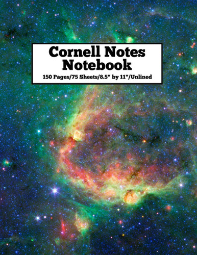 Cornell Notes Notebook 8. 5 by 11 - 150 Pages of Cornell Note Paper for Note Taking - Unlined Format - Design #3
