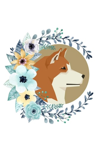 Journal Shiba Inu Flowers Floral Fauna College Ruled Lined Notebook
