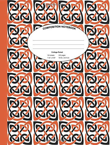 Composition Notebook Orange and Black Celtic Knot, College Ruled, Matte, 7. 44 X 9. 69