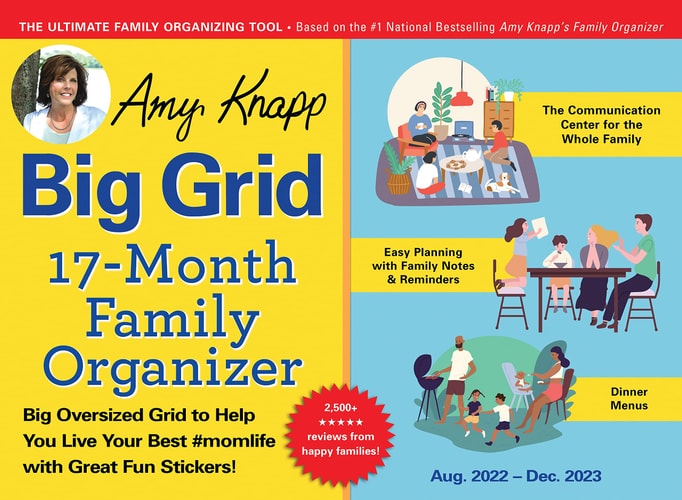2023 Amy Knapp's Big Grid Family Organizer Wall Calendar: 17-Month Giant Fridge Planning Calendar for Mom with Stickers (Thru December 2023) (Amy Knapp's Plan Your Life Calendars)