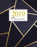2019 Planner Weekly Planner 2019 Yearly Calendar Organizer Agenda (January 2019 to December 2019) Navy Gold Geometric Lines