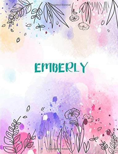 Emberly 8. 5x11 Inches 110 Lined Pages 55 Sheet Peony Floral in Dream Design for Woman, Girl, School, College with Lettering Name,Emberly