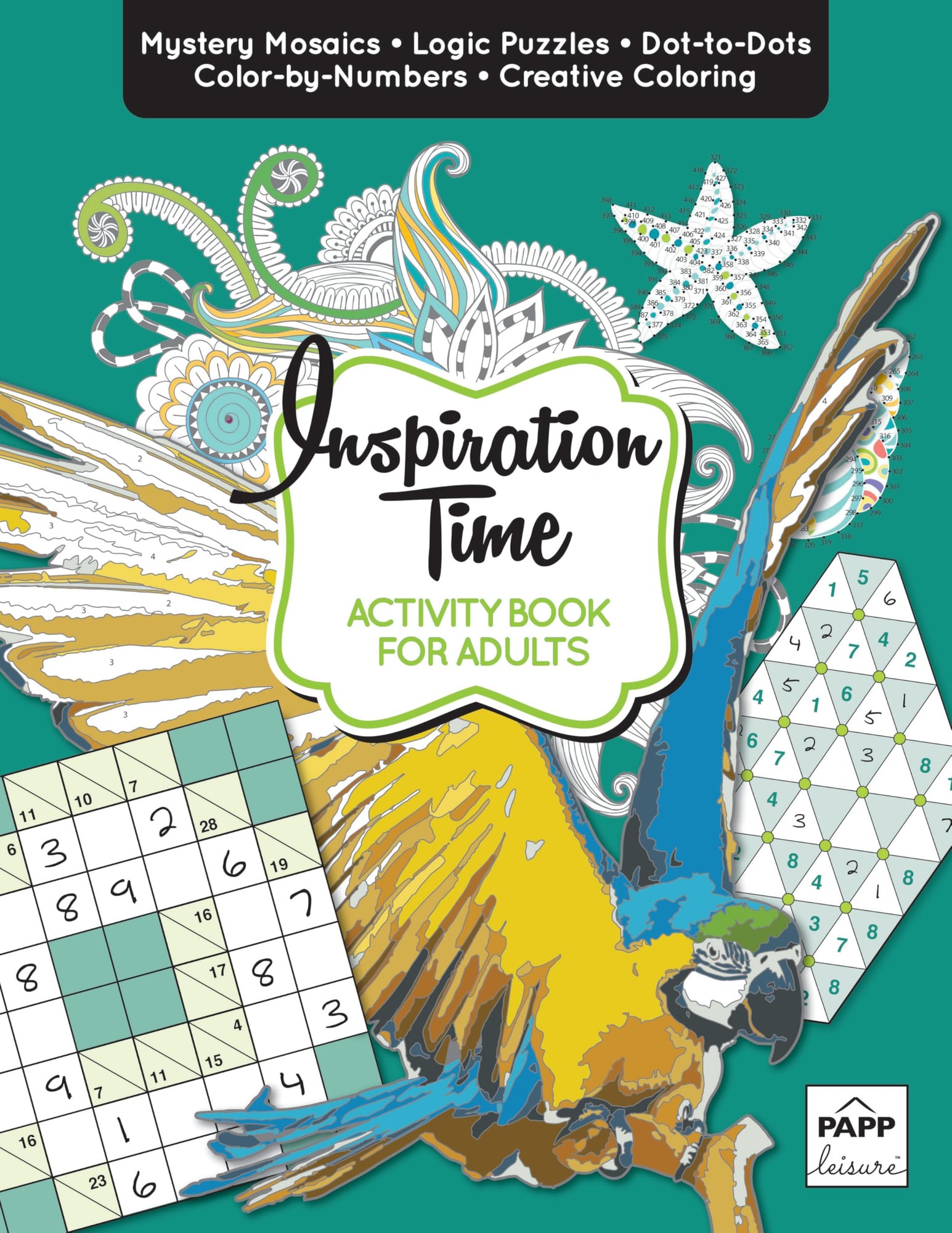 Activity Book for Adults: Inspiration Time with Over 100 Pages of Stress-Relieving Activities like Sudoku, Color by Number, Mosaics, and Inspirational Quotes