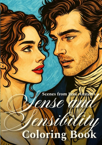 Scenes from Jane Austen’s Sense and Sensibility Coloring Book: Creative Journey Through Heartfelt Scenes and Memorable Characters