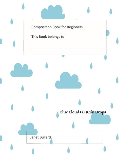 Composition Book for Beginners Blue Clouds and Rain Drops