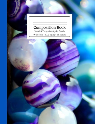 Composition Book Violet and Turquoise Agate Geode Beads Wide Rule