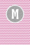 M Pink Chevron Pattern with Grey Circular Nameplate Dashed Border and White Personalized Initial Monogram Dot Journal