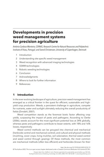 Developments in precision weed management systems for precision agriculture